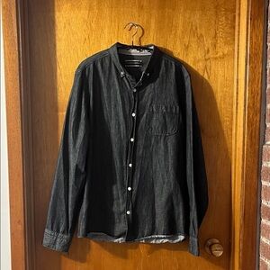 Men's Spitalfields Denim CO Button-Down Shirt Large